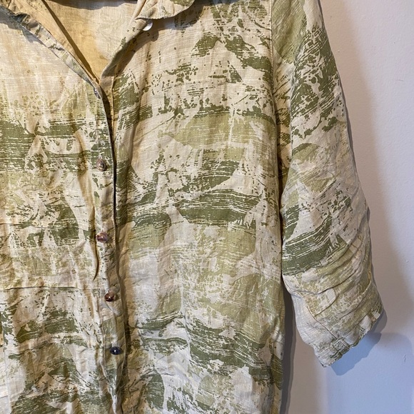 Click made in USA size XL green/ cream linen shirt - Picture 3 of 8